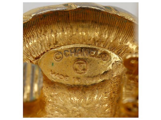 Vintage Gold Plated Clip Ohrringe von Chanel Coco Golden - Ansicht 14
