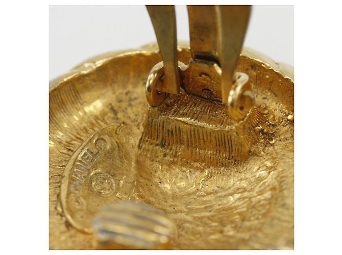 Vintage Gold Plated Clip Ohrringe von Chanel Coco Golden - Ansicht 9