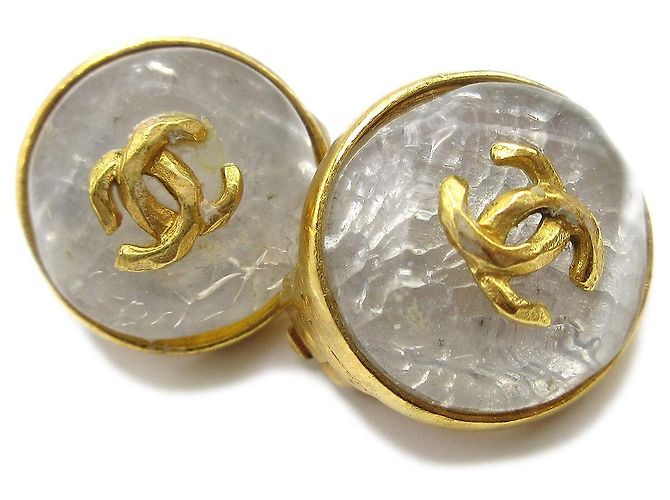 Chanel Vintage CC Bottone Rotondo Clip-On Metallo D'oro - vista 2