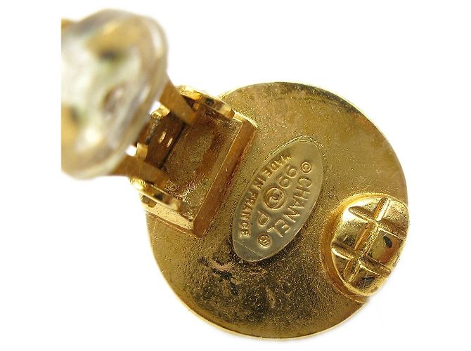 Chanel Vintage CC Bottone Rotondo Clip-On Metallo D'oro - vista 5