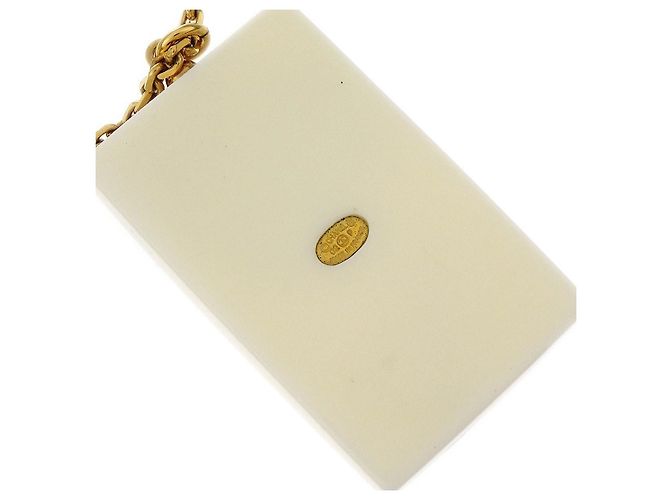 Pendente rettangolare Chanel Vintage CC in metallo e resina D'oro - vista 3