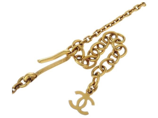 Pendente rettangolare Chanel Vintage CC in metallo e resina D'oro - vista 4