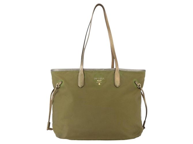 PRADA Borsa a mano in nylon khaki oro Auth 159131 D'oro Cachi - vista 13