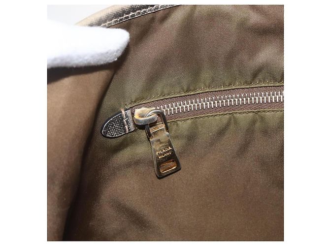 PRADA Borsa a mano in nylon khaki oro Auth 159131 D'oro Cachi - vista 18