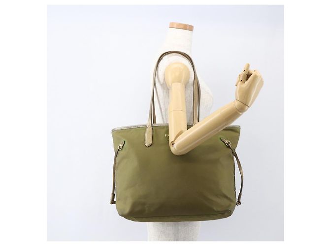 PRADA Borsa a mano in nylon khaki oro Auth 159131 D'oro Cachi - vista 22