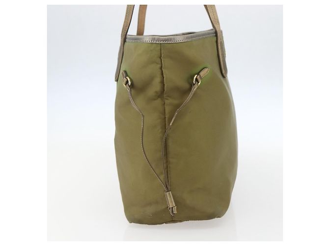 PRADA Borsa a mano in nylon khaki oro Auth 159131 D'oro Cachi - vista 3