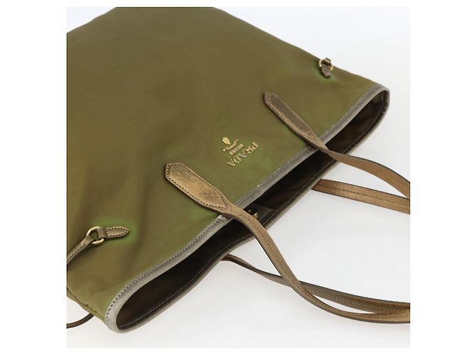PRADA Borsa a mano in nylon khaki oro Auth 159131 D'oro Cachi - vista 6