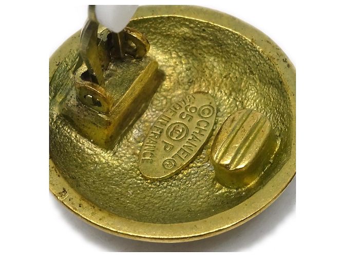 Chanel Vintage CC Round Clip-On Metal Small D'oro - vista 4