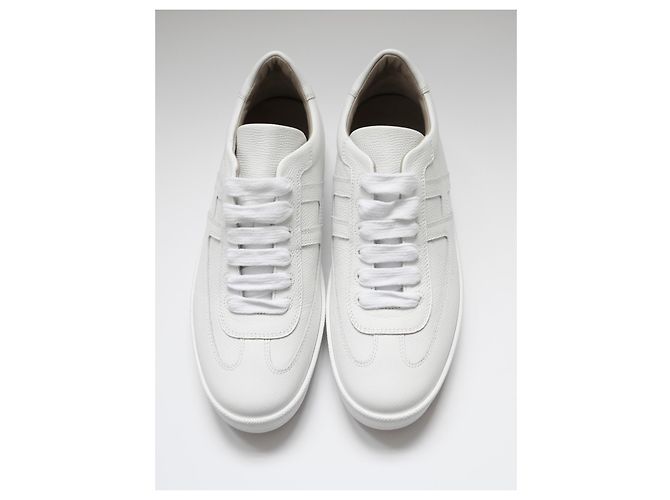 Sneakers Boomerang Hermès in pelle Epsom bianca Bianco - vista 2