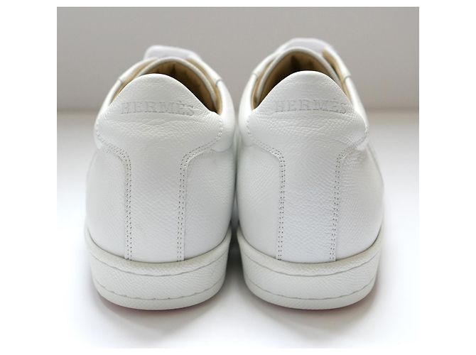 Sneakers Boomerang Hermès in pelle Epsom bianca Bianco - vista 3