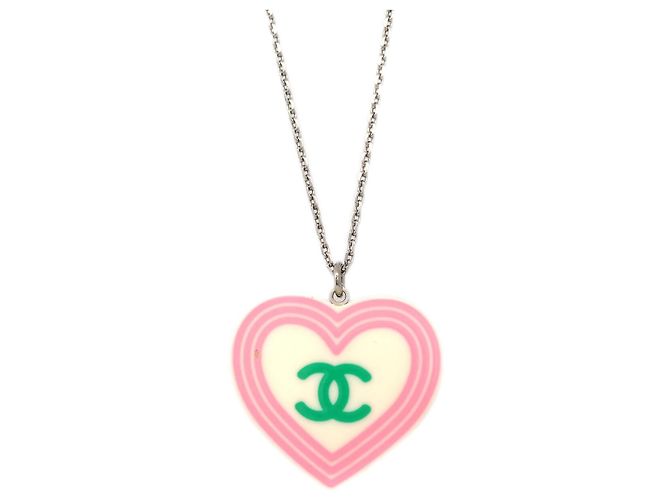 Pendente Cuore CC di Chanel in metallo e smalto Argento - vista 2