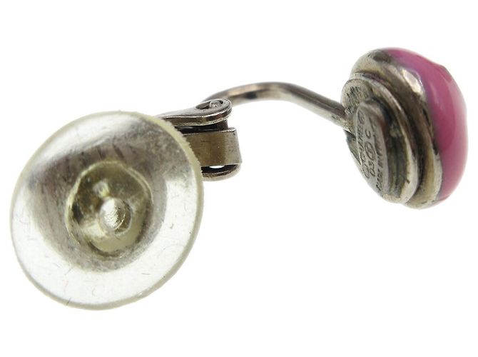 Orecchini a clip Chanel CC Round in smalto e metallo Rosa - vista 4