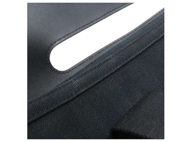 Hermès Valparaiso Long MM Canvas Handtasche Schwarz - Ansicht 15