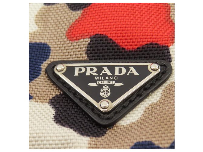 Borsa a spalla in tela con stampa camouflage Prada Rosso Beige Blu navy - vista 9