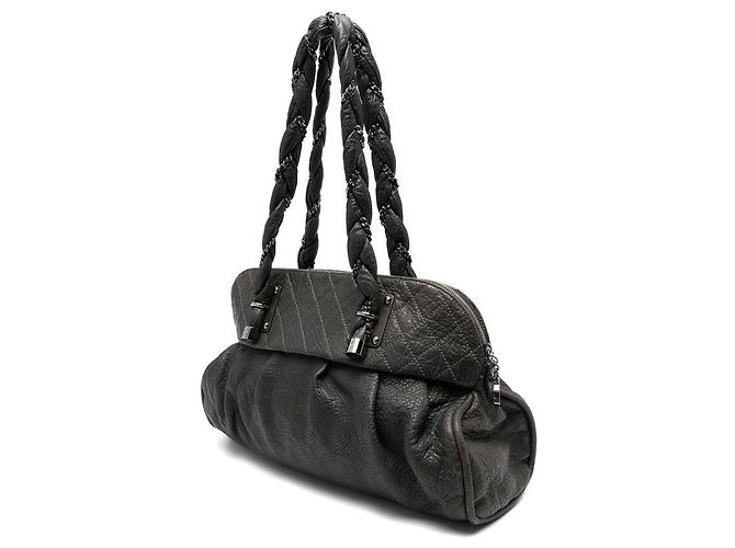 Borsa a spalla in pelle grigio scuro Chanel - Anni 2000 Bordò - vista 3
