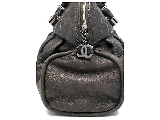 Borsa a spalla in pelle grigio scuro Chanel - Anni 2000 Bordò - vista 4