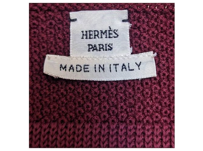 Suéter de lana tejido burdeos Hermès - Años 2000 - vista 4