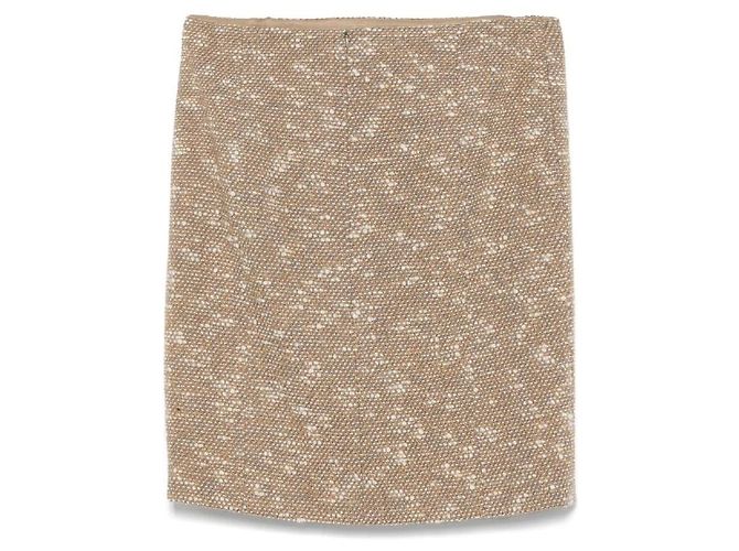Minifalda de Lana Bouclé Beige Chanel - Ansicht 2