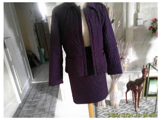 Autre Marque Traje de chaqueta y falda Strenesse púrpura acolchado Morado oscuro - vista 6