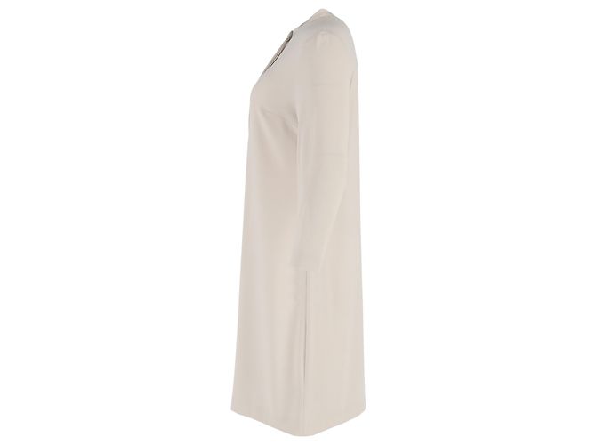 Vestido midi con cuello mandarín Escada en triacetato beige - vista 2
