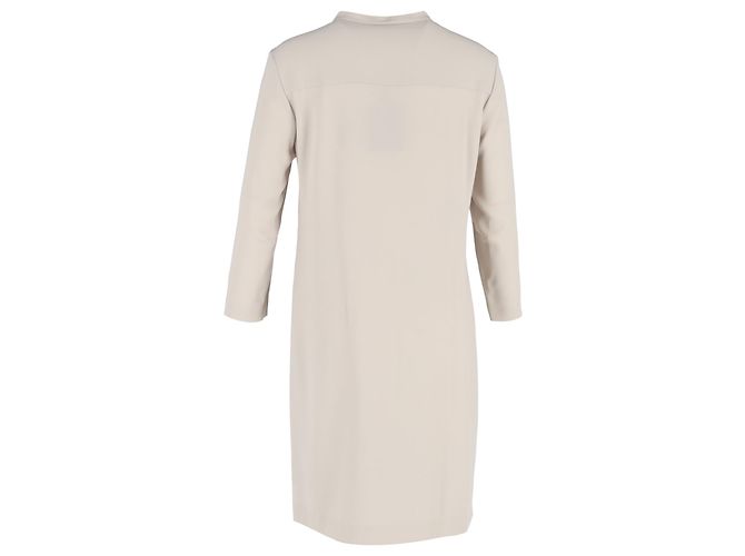 Vestido midi con cuello mandarín Escada en triacetato beige - vista 3
