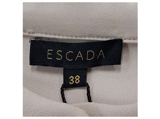 Vestido midi con cuello mandarín Escada en triacetato beige - vista 4