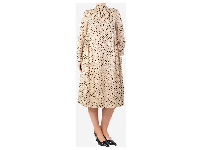 Ganni Beige Pünktchen-Midikleid - Größe - Ansicht 3