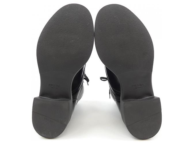 Prada 3LF7 gebürstete Lederstiefel Schwarz - Ansicht 4
