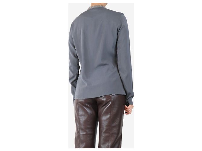 Brunello Cucinelli Graue Seidenbluse - Größe L - Ansicht 2