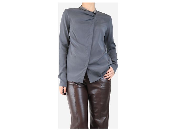 Brunello Cucinelli Graue Seidenbluse - Größe L - Ansicht 3