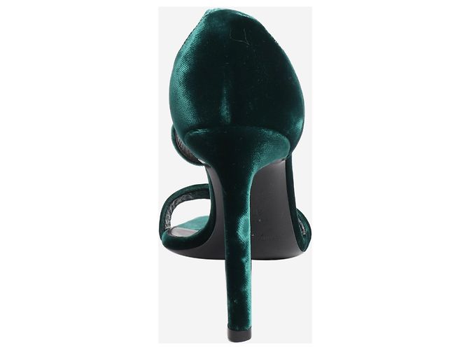 Saint Laurent Sandali con tacco in velluto verde scuro - taglia EU 36,5 - vista 3