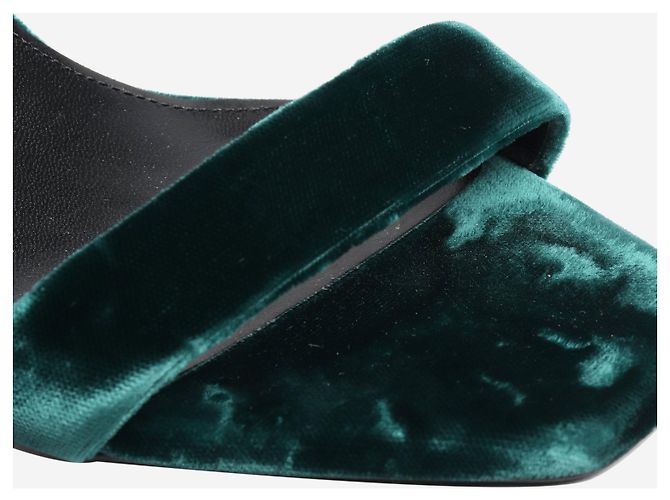 Saint Laurent Sandali con tacco in velluto verde scuro - taglia EU 36,5 - vista 5