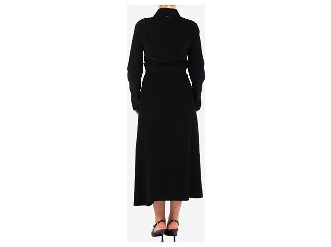 Autre Marque Schwarzes Cordhemdkleid mit Gürtel - Größe UK 8 - Ansicht 2