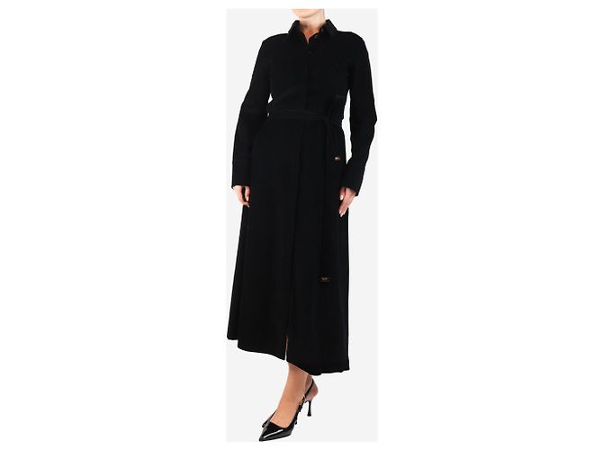 Autre Marque Schwarzes Cordhemdkleid mit Gürtel - Größe UK 8 - Ansicht 3