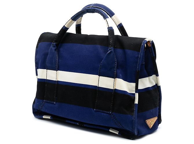 Borsa Prada in tela blu Canapa Pattina - vista 2