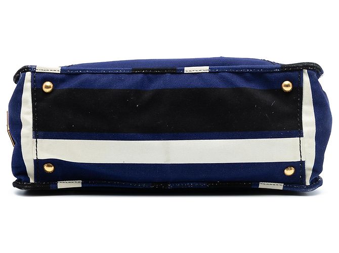 Borsa Prada in tela blu Canapa Pattina - vista 3