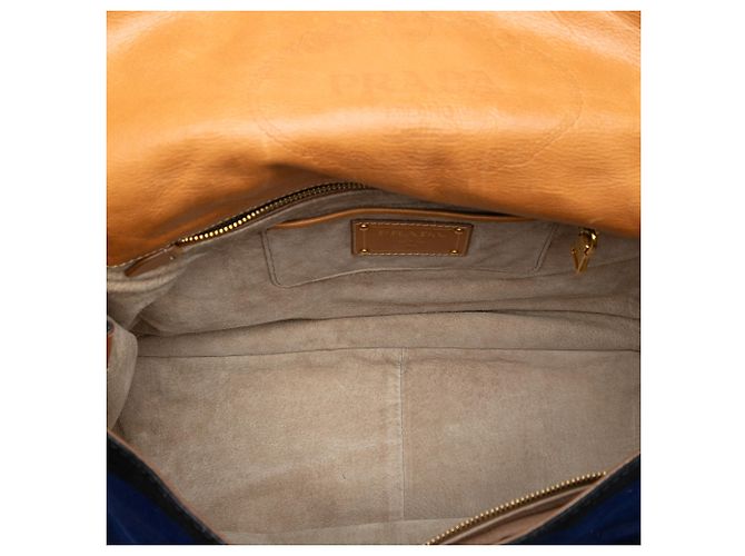 Borsa Prada in tela blu Canapa Pattina - vista 4