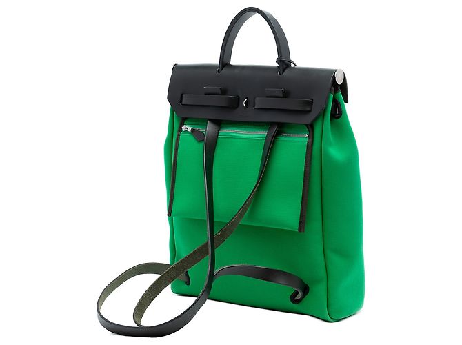 Zaino Hermès Green Toile Herbag A Dos Zip Retourne Verde - vista 2