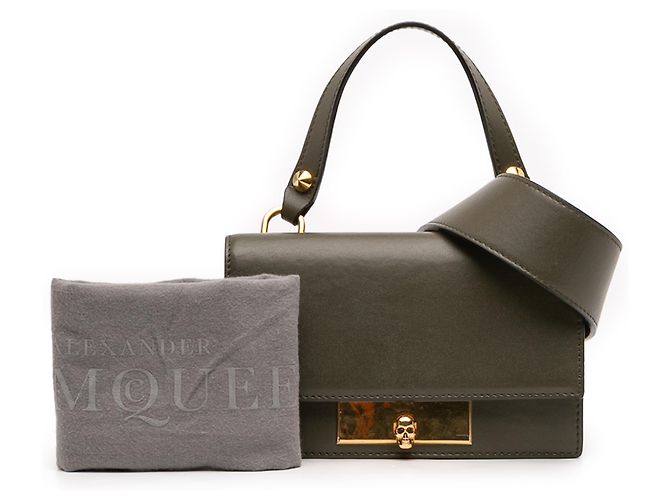 Borsa a mano mini in pelle verde con chiusura a teschio Alexander McQueen Verde oliva - vista 11