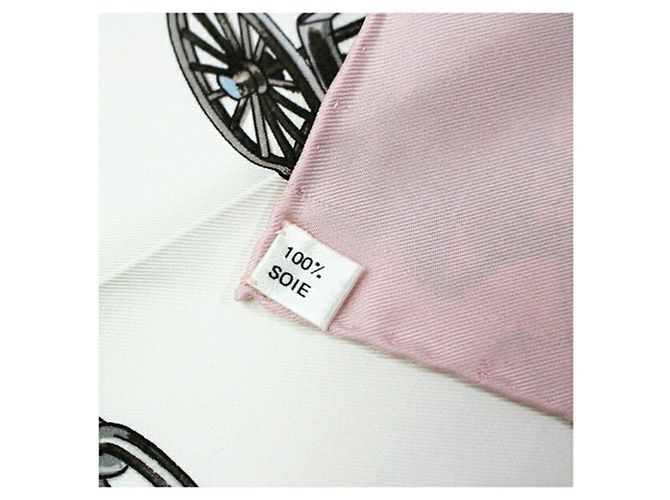Bufanda de seda Carre 90 de Hermès Rosa Blanco - vista 5