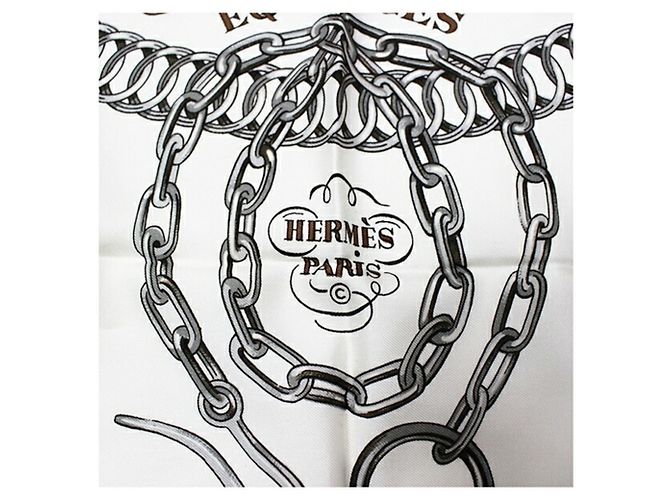 Bufanda de seda Carre 90 de Hermès Rosa Blanco - vista 6