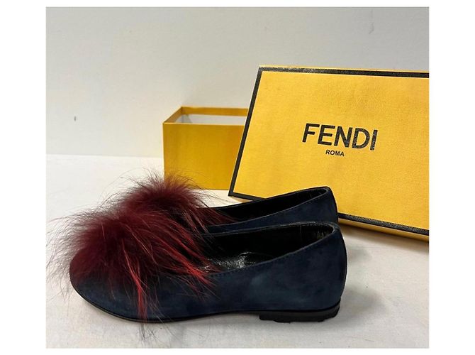 Fendi Wildleder Ballerinas für Mädchen Blau - Ansicht 3
