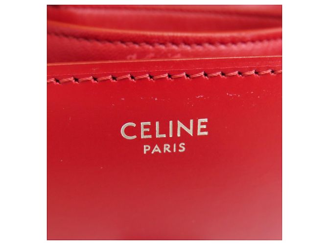 Céline Borsa a Spalla Celine Classic Box in Pelle di Vitello Rossa Rosso - vista 6