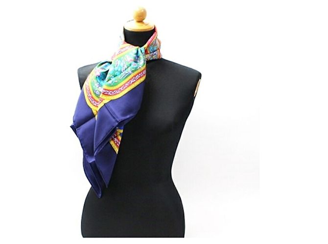 Foulard in seta Hermès - Kare 90 Multicolore Blu navy - vista 4