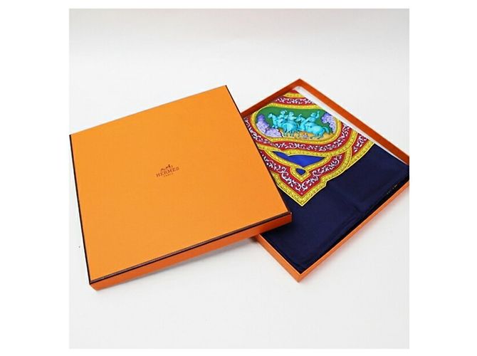 Foulard in seta Hermès - Kare 90 Multicolore Blu navy - vista 5