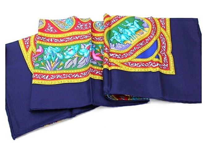 Foulard in seta Hermès - Kare 90 Multicolore Blu navy - vista 8