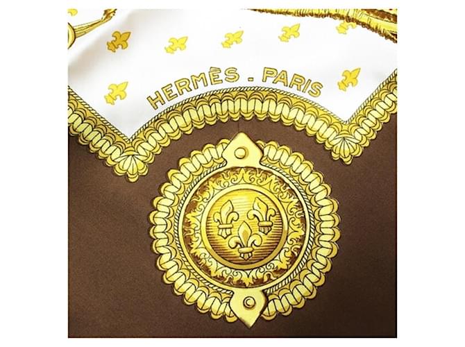 Sciarpa Hermès Kare 90 Marrone Bianco - vista 6