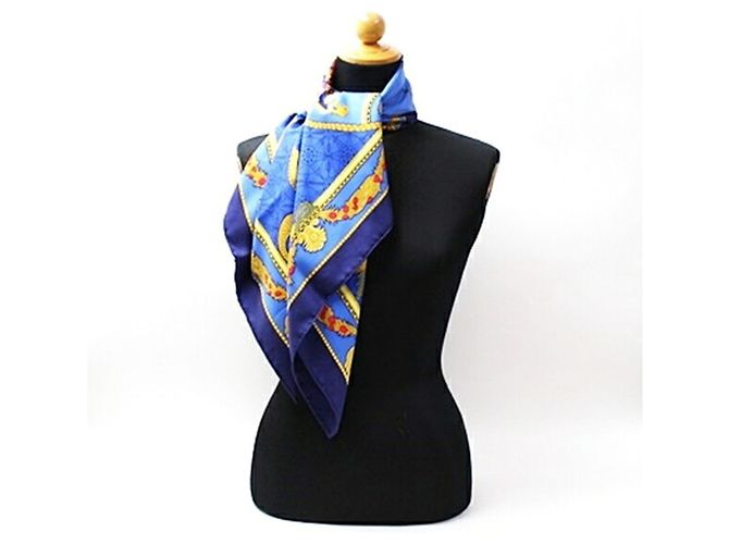 Sciarpa Hermès Carré 90 - Les Bissome di Venezia Blu Blu navy - vista 4