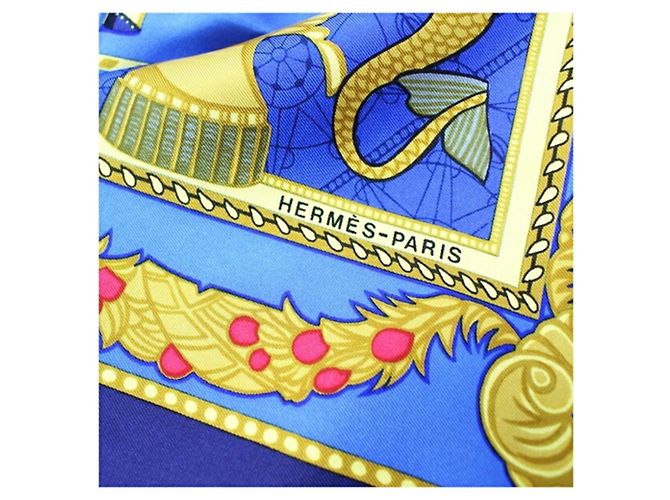 Sciarpa Hermès Carré 90 - Les Bissome di Venezia Blu Blu navy - vista 5