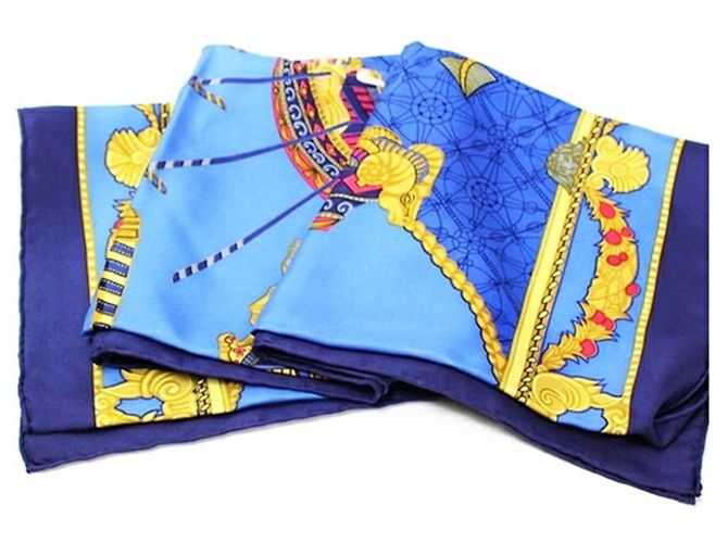 Sciarpa Hermès Carré 90 - Les Bissome di Venezia Blu Blu navy - vista 7